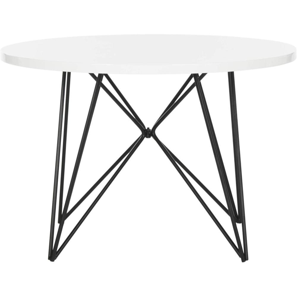 image:imageSafavieh Home Collection Vida Modern White Lacquer Round Hairpin Leg End TableWhite