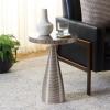 SAFAVIEH Home Collection – Champeaux Silver Metal Accent Table, Round Top Pedestal Design (FOX5527E)