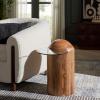 SAFAVIEH Home Collection – Cuban Accent Table with Round Clear Glass Top & Walnut Brown Solid Wood Dome Base, Fully Assembled (ACC3226A)(Glass/Walnut)