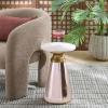 SAFAVIEH Home Collection – Guido Side Table, White Marble Top & Blue Base, Modern Accent Table, Fully Assembled (ACC3215A)(Pink/White)