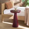 SAFAVIEH Home Collection – Hikuma Accent Table with Black Glass Top & Taupe Iron Base, Modern Round Side Table, Fully Assembled (ACC3234A)(Black/Bordeaux)