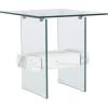 SAFAVIEH Home Collection – Kayley Modern Glass Accent Table with Natural Shelf, Clean-Lined Side Table for Living Room or Bedroom (ACC7001A)(Glass / White)
