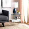 SAFAVIEH Home Collection – Kayley Modern Glass Accent Table with Natural Shelf, Clean-Lined Side Table for Living Room or Bedroom (ACC7001A)(Glass / White)