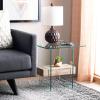SAFAVIEH Home Collection – Kayley Modern Glass Accent Table with Natural Shelf, Clean-Lined Side Table for Living Room or Bedroom (ACC7001A)(Natural / Glass)