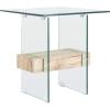 SAFAVIEH Home Collection – Kayley Modern Glass Accent Table with Natural Shelf, Clean-Lined Side Table for Living Room or Bedroom (ACC7001A)(Natural / Glass)