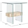 SAFAVIEH Home Collection – Kayley Modern Glass Accent Table with Natural Shelf, Clean-Lined Side Table for Living Room or Bedroom (ACC7001A)(Natural / Glass)