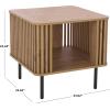 SAFAVIEH Home Collection – Kiyoshi Square Accent Table, Oak Finish & Black Metal Legs, Modern Accent Table for Living Room or Bedroom (ACC3600A)(Oak/Black)