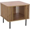 SAFAVIEH Home Collection – Kiyoshi Square Accent Table, Oak Finish & Black Metal Legs, Modern Accent Table for Living Room or Bedroom (ACC3600A)(Oak/Black)