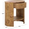 SAFAVIEH Home Collection – Philippe Natural Brown Oval Top Accent Table, 1 Drawer 1 Shelf Side Table, Burl Wood Look, Fully Assembled (ACC6612A)(Natural)