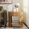 SAFAVIEH Home Collection – Philippe Natural Brown Oval Top Accent Table, 1 Drawer 1 Shelf Side Table, Burl Wood Look, Fully Assembled (ACC6612A)(Natural)