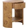 SAFAVIEH Home Collection – Philippe Natural Brown Oval Top Accent Table, 1 Drawer 1 Shelf Side Table, Burl Wood Look, Fully Assembled (ACC6612A)(Natural)