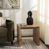 SAFAVIEH Home Collection – Woodrow Square Accent Table, Neutral Beige Faux Travertine Veneer (ACC7006B)(Natural Brown)