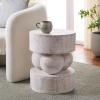 SAFAVIEH Home Collection – Xavier White Washed Solid Wood Accent Table, Sculptural Round Side Table, Fully Assembled (ACC3262A)(White Washed)