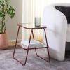 SAFAVIEH Home Collection – Zunia Black Metal & Glass Accent Table, Modern 2-Tier Side Table, Sleek Contemporary Design (ACC2330A)(Brickred)