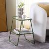 SAFAVIEH Home Collection – Zunia Black Metal & Glass Accent Table, Modern 2-Tier Side Table, Sleek Contemporary Design (ACC2330A)(Green)