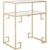 SAFAVIEH Home Collection Berdine Gold Glass Top Greek Key Table
