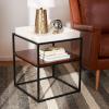 SAFAVIEH Home Kya White Marble and Walnut 2-Tier Accent Table