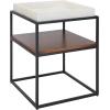 SAFAVIEH Home Kya White Marble and Walnut 2-Tier Accent Table