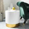 Safavieh Home Collection Angelo Round White and Gold Side Table