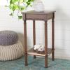 Safavieh Home Collection Tinsley Brown Square Bottom Shelf Round Accent Table ACC5716C, 14″ W x 14″ L x 28.3″ H(Brown)