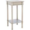 Safavieh Home Collection Tinsley Brown Square Bottom Shelf Round Accent Table ACC5716C, 14″ W x 14″ L x 28.3″ H(Greige)
