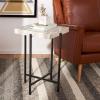 Safavieh Home Tenzin Multi Grey Marble Stone Top and Black Accent Table (ACC3707A)
