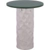 SAFAVIEH Home Collection – Hasu Green Faux Leather & Silver Metal Side Table, Round Top Accent Table (FOX5534A)(Green/Silver)