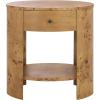 SAFAVIEH Home Collection – Philippe Natural Brown Oval Top Accent Table, 1 Drawer 1 Shelf Side Table, Burl Wood Look, Fully Assembled (ACC6612A)(Natural)
