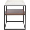 SAFAVIEH Home Kya White Marble and Walnut 2-Tier Accent Table