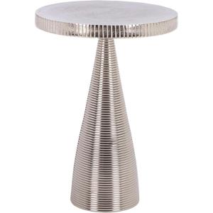 SAFAVIEH Home Collection – Champeaux Silver Metal Accent Table, Round Top Pedestal Design (FOX5527E)