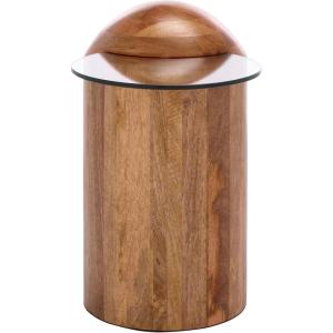 SAFAVIEH Home Collection – Cuban Accent Table with Round Clear Glass Top & Walnut Brown Solid Wood Dome Base, Fully Assembled (ACC3226A)(Glass/Walnut)