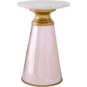 SAFAVIEH Home Collection – Guido Side Table, White Marble Top & Blue Base, Modern Accent Table, Fully Assembled (ACC3215A)(Pink/White)