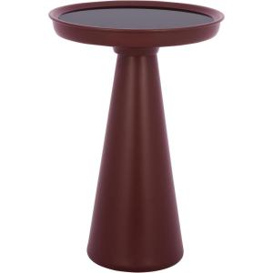 SAFAVIEH Home Collection – Hikuma Accent Table with Black Glass Top & Taupe Iron Base, Modern Round Side Table, Fully Assembled (ACC3234A)(Black/Bordeaux)