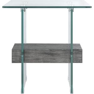 SAFAVIEH Home Collection – Kayley Modern Glass Accent Table with Natural Shelf, Clean-Lined Side Table for Living Room or Bedroom (ACC7001A)(Glass / Black Oak)