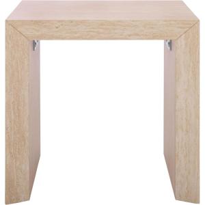SAFAVIEH Home Collection – Woodrow Square Accent Table, Neutral Beige Faux Travertine Veneer (ACC7006B)(Faux Travertine)