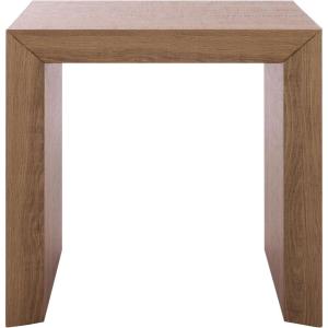 SAFAVIEH Home Collection – Woodrow Square Accent Table, Neutral Beige Faux Travertine Veneer (ACC7006B)(Natural Brown)