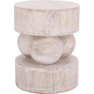 SAFAVIEH Home Collection – Xavier White Washed Solid Wood Accent Table, Sculptural Round Side Table, Fully Assembled (ACC3262A)(White Washed)