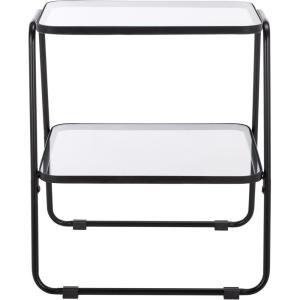 SAFAVIEH Home Collection – Zunia Black Metal & Glass Accent Table, Modern 2-Tier Side Table, Sleek Contemporary Design (ACC2330A)(Black)