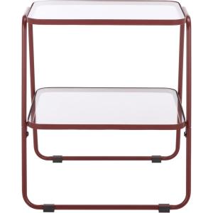 SAFAVIEH Home Collection – Zunia Black Metal & Glass Accent Table, Modern 2-Tier Side Table, Sleek Contemporary Design (ACC2330A)(Brickred)