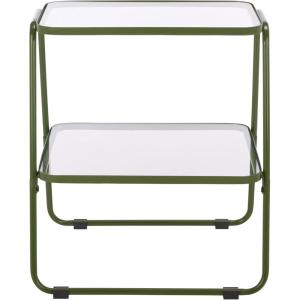 SAFAVIEH Home Collection – Zunia Black Metal & Glass Accent Table, Modern 2-Tier Side Table, Sleek Contemporary Design (ACC2330A)(Green)