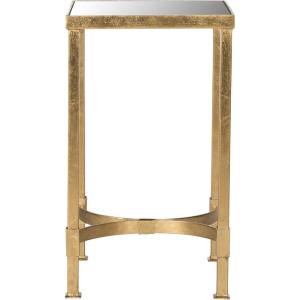 SAFAVIEH Home Collection Halyn Gold Leaf Mirror Top End Table