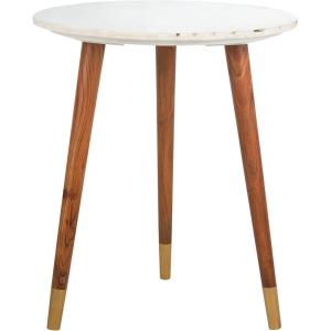 SAFAVIEH Home Collection Valerie White Marble/ Brass Round Accent Table (Fully Assembled)