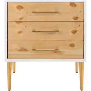 Safavieh Couture Home Vanda Modern White and Natural 3-drawer Side Table