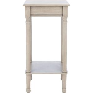 Safavieh Home Collection Tinsley Brown Square Bottom Shelf Round Accent Table ACC5716C, 14″ W x 14″ L x 28.3″ H(Greige)