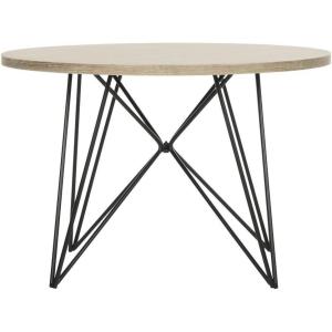 Safavieh Home Collection Vida Modern White Lacquer Round Hairpin Leg End Table(Light Brown)