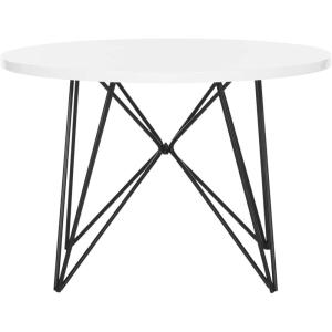 Safavieh Home Collection Vida Modern White Lacquer Round Hairpin Leg End Table(White)