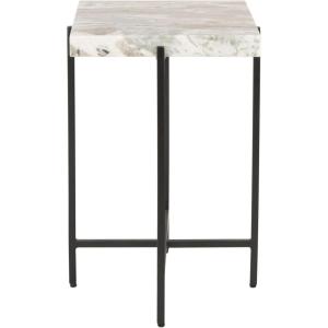 Safavieh Home Tenzin Multi Grey Marble Stone Top and Black Accent Table (ACC3707A)