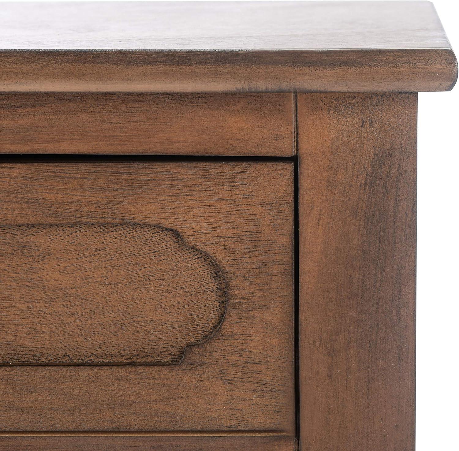image:imageSAFAVIEH Home Collection Allura Distressed White Accent Table with Drawer amp Shelf Modern Farmhouse Nightstand Carved Detail Design ACC5718ABrown