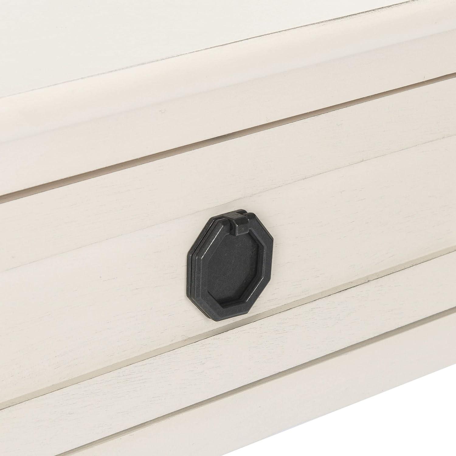 image:imageSAFAVIEH Home Collection Allura Distressed White Accent Table with Drawer amp Shelf Modern Farmhouse Nightstand Carved Detail Design ACC5718ADistressed White