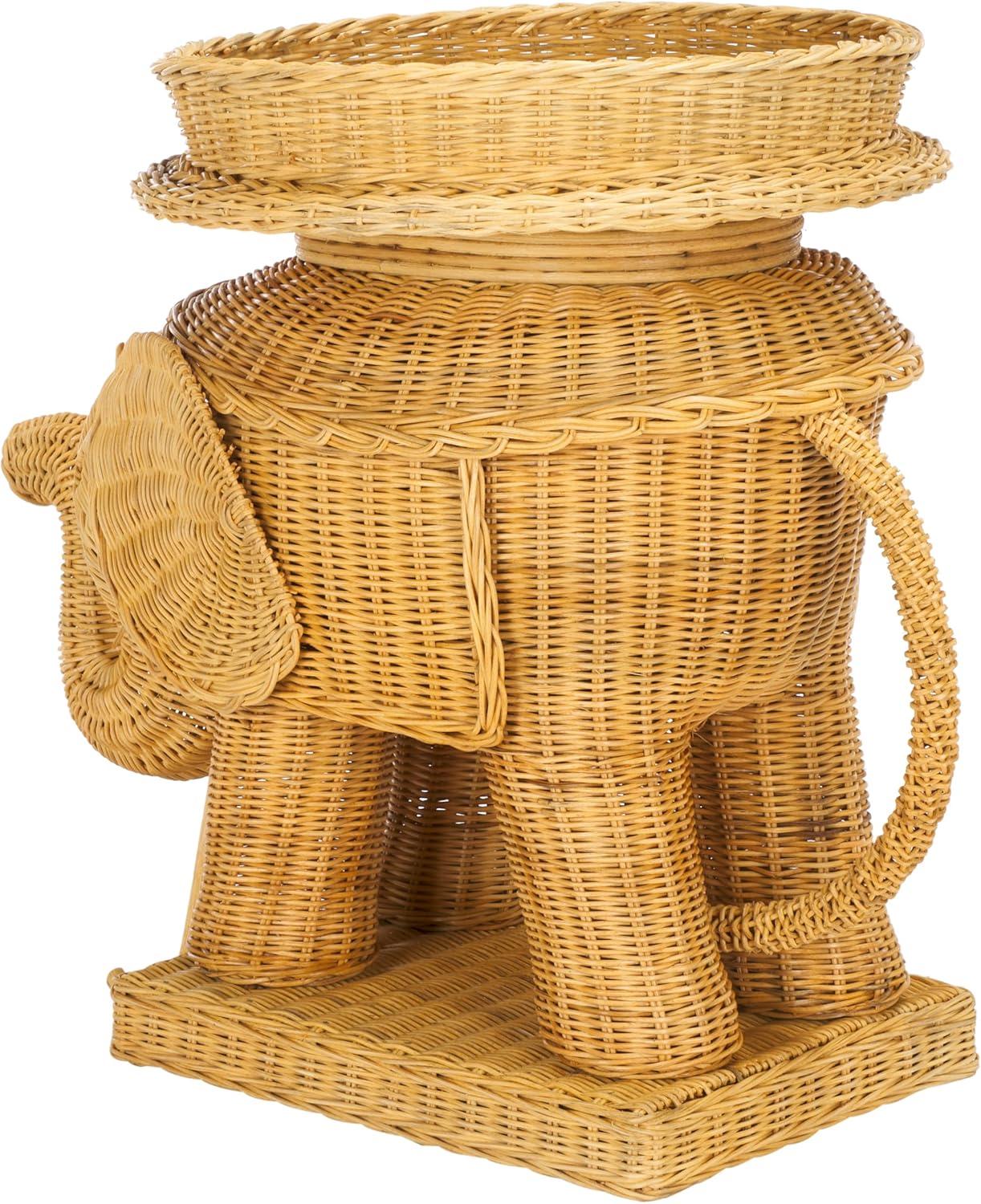 image:imageSAFAVIEH Home Collection Balford Rattan Storage Accent Table with Tray Fully Assembled Natural Modern Side Table for Living Room SEA7038ANatural